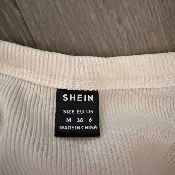 SHEIN Ribbed Racerback Tank Top — Cream & Brown - Picture 4 of 6